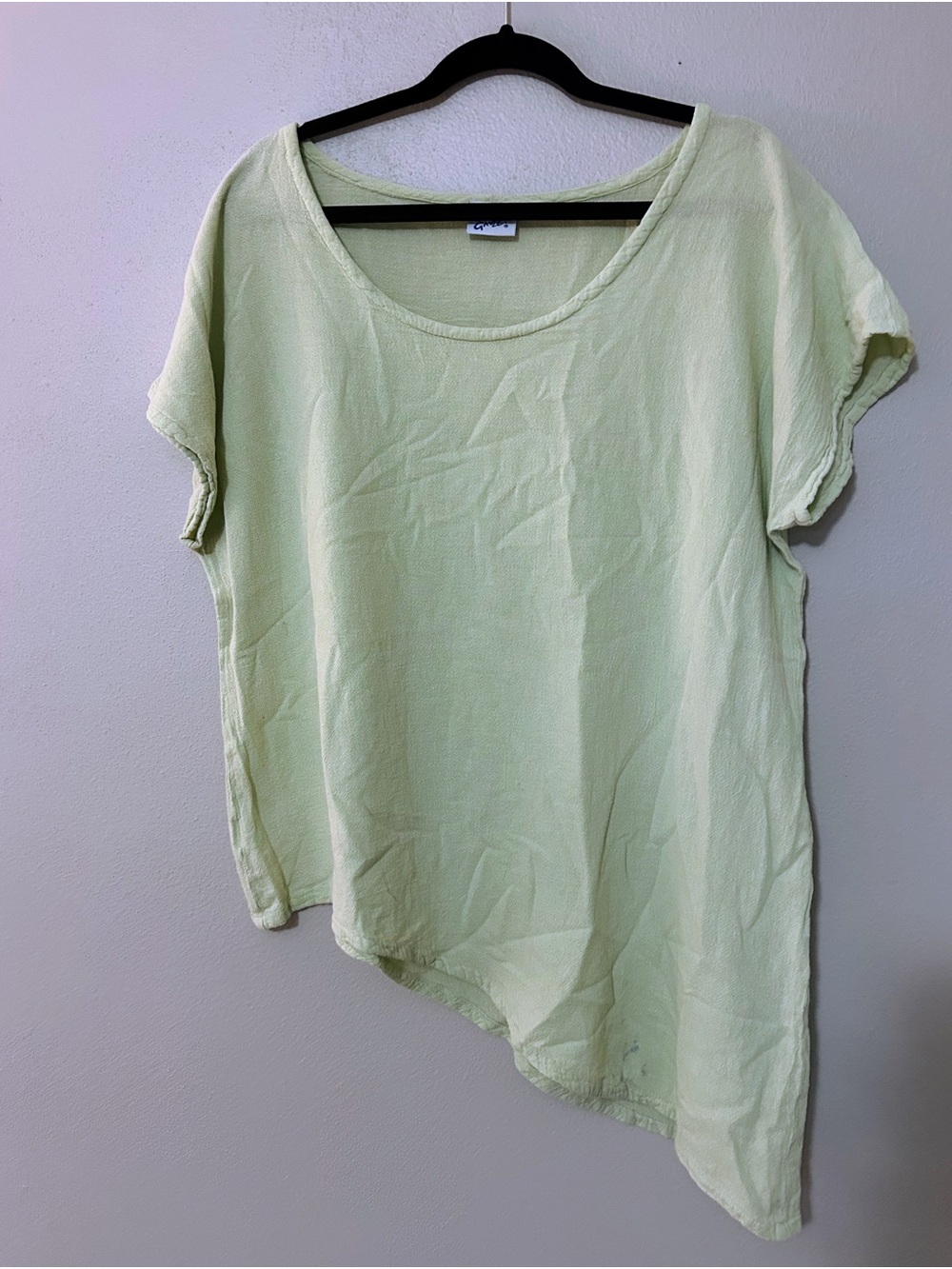 Oh My Gauze Light Green Women's Gauzy Casual Short Sleeve Linen Tunic Top